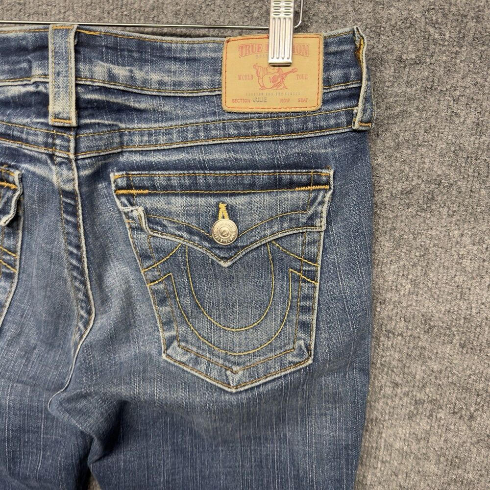 True Religion Low Rise Skinny Jeans Women’s Size 32 Flap Pocket Stitch Y2K FLAW - Picture 9 of 16